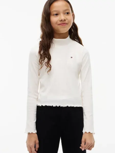 Tommy Hilfiger majica dugih rukava za djecu od pamuka s elastanom bijela
