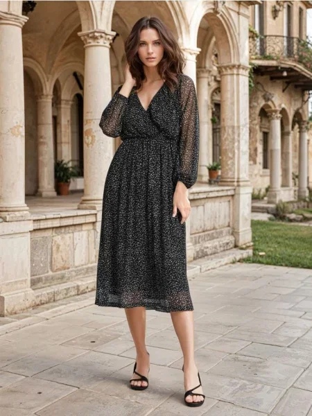 Сукня мiдi з принтом різнобарвний