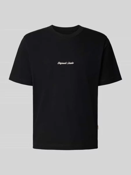 T-shirt z wyhaftowanym logo model ‘NORREBRO’ Jack & Jones czarna