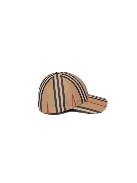 Czapka z daszkiem Burberry w paski beżowa