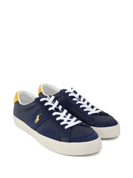 Кожена карирана поло тениска Polo Ralph Lauren бродирана бяло