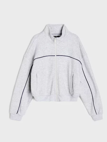 Sinsay Oversize mikina s bavlnou šedá