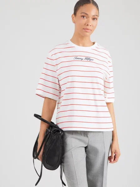 TOMMY HILFIGER Tricou bleumarin / roșu alb