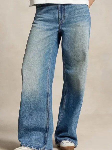 Polo Ralph Lauren blugi wide leg pentru femei albastru