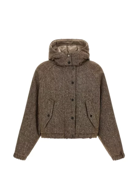 Geacă Brunello Cucinelli din tweed maro