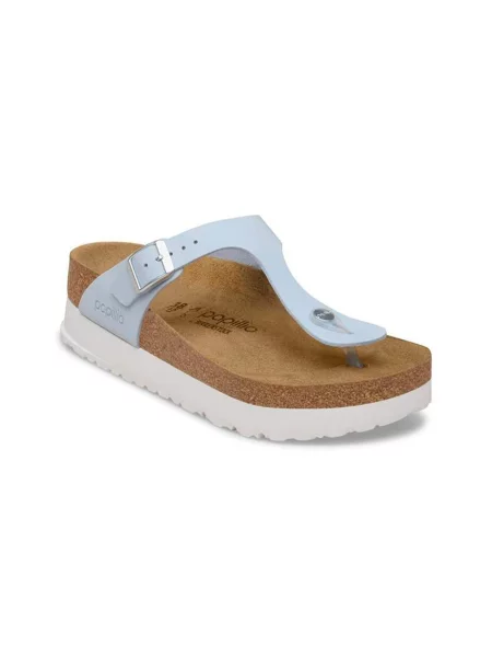 Birkenstock Gizeh Flex Platform Nubuck Leather Regular Fit Kobiety Sandały Birkenstock Size: niebieski