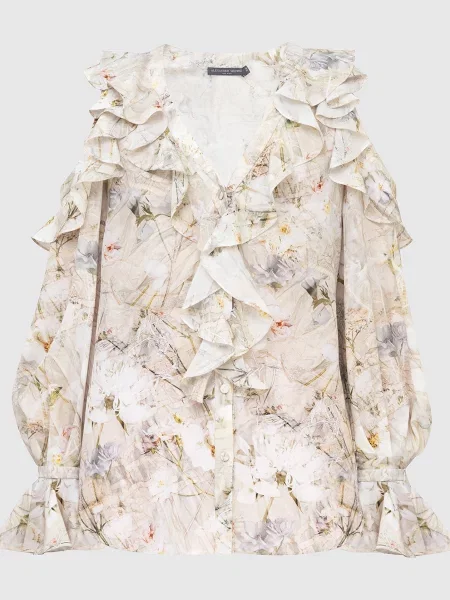 Світло-бежева блуза з шовку Alexander Mcqueen бежева