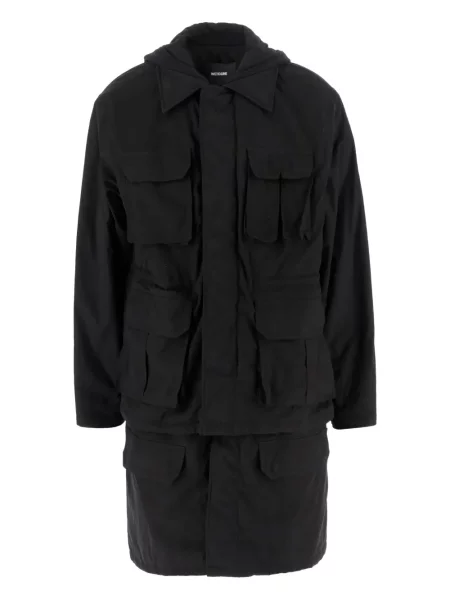 Palton We11done cu glugă negru