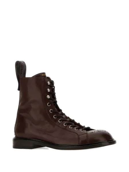 Botine Versace cu șireturi din piele maro