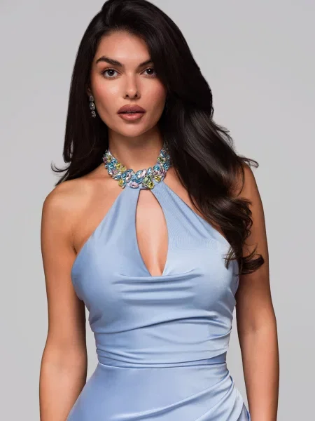 Rochie de seară Edoti de costum albastru