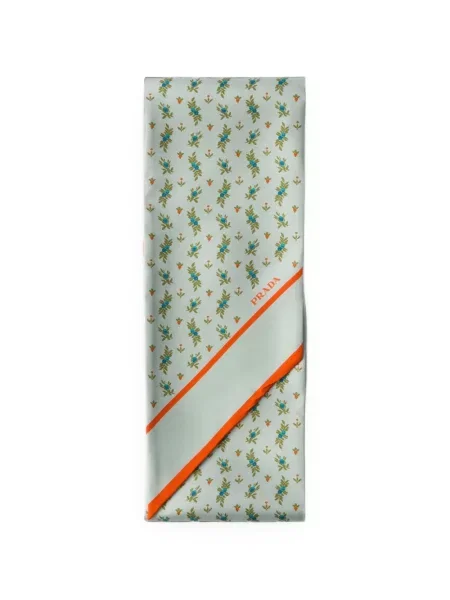 Fular Prada de mătase skinny fit verde