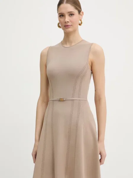 Marciano by Guess sukienka rozkloszowana z wiskozą KASHU beżowa