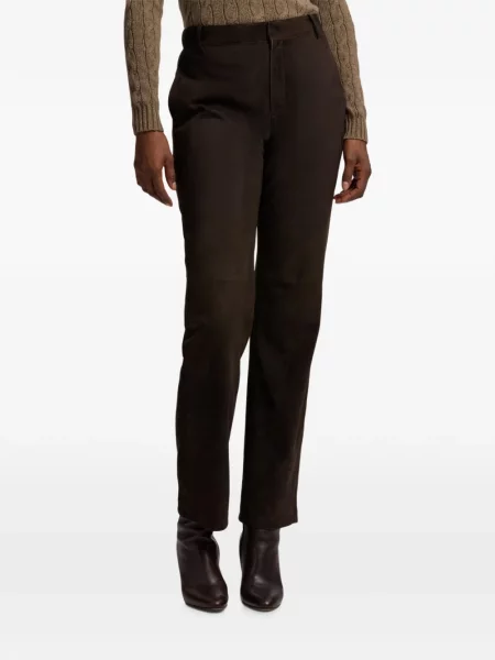 Pantaloni Ralph Lauren Collection din piele de căprioară maro