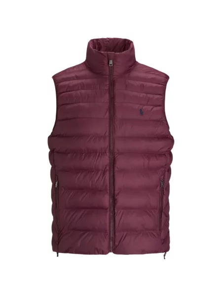 Tricou polo Polo Ralph Lauren cu glugă cu blană cu broderie roșu