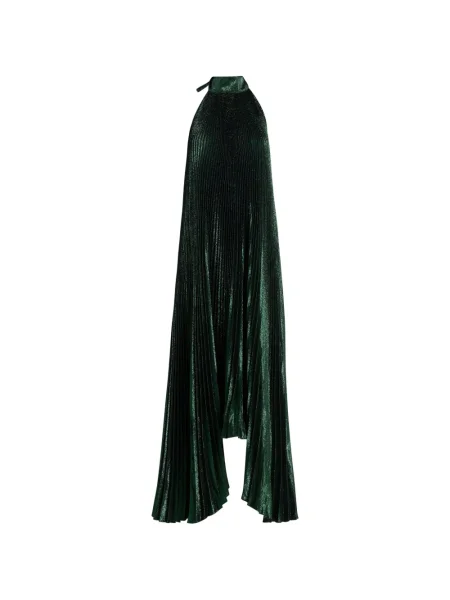 Rochie midi L'idée plisată până la genunchi cu gât halter verde