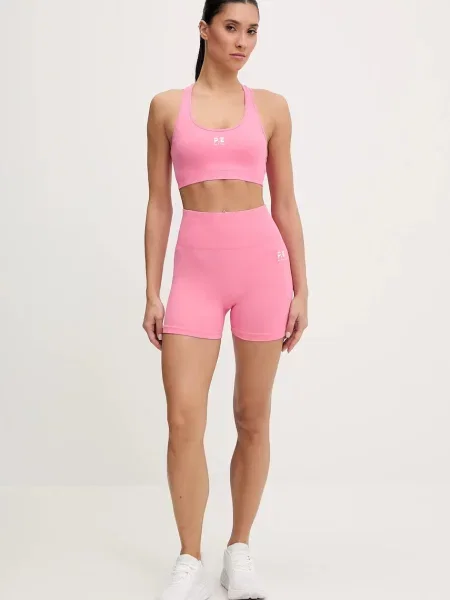 Однотонные бесшовные шорты P.e Nation с высокой посадкой розовые
