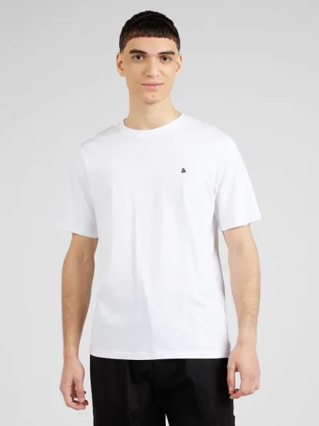 JACK & JONES Majica EPAULOS temno modra bela