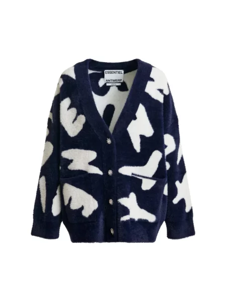 Kardigan Essentiel Antwerp z nadrukiem niebieski