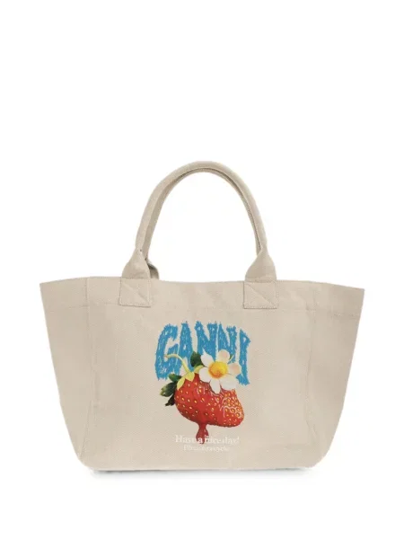 Geantă shopper Ganni cu broderie