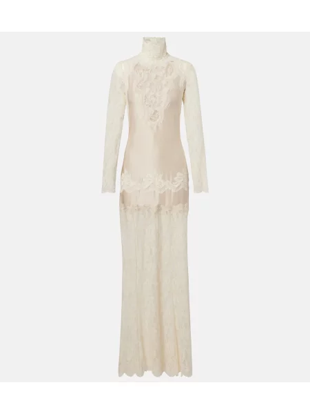 Rochie maxi Rabanne din satin bej