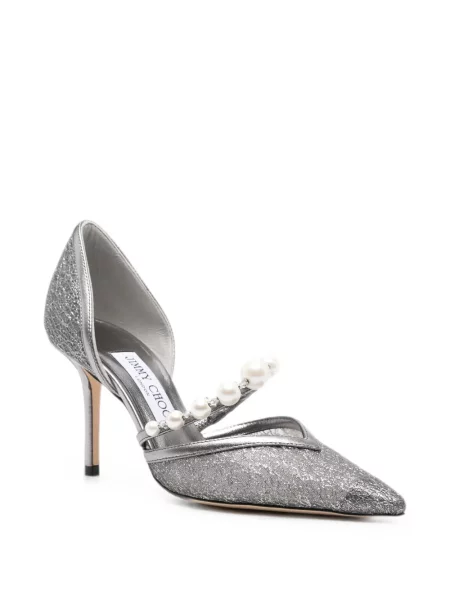 Pantofi cu toc Jimmy Choo cu perle gri