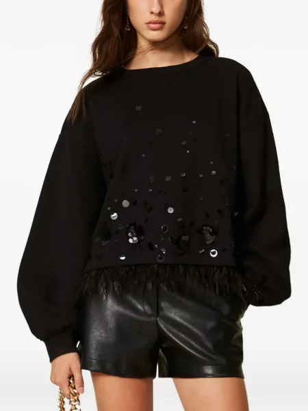 Hanorac Twinset cu broderie negru