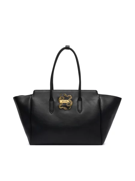 Just Cavalli torebka shopper z imitacji skóry czarna