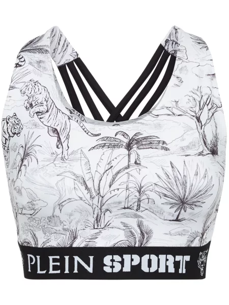 Podkoszulka Plein Sport z nadrukiem o krotszym kroju biała