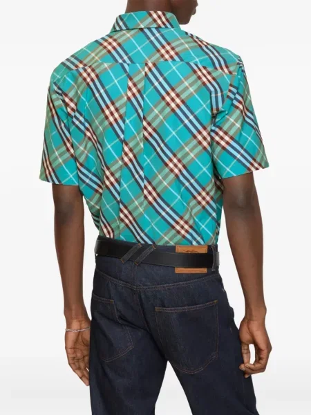 Kostkovaná krátká košile Burberry modrá