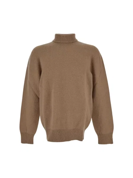 Sweter z golfem Laneus wełniany brązowy