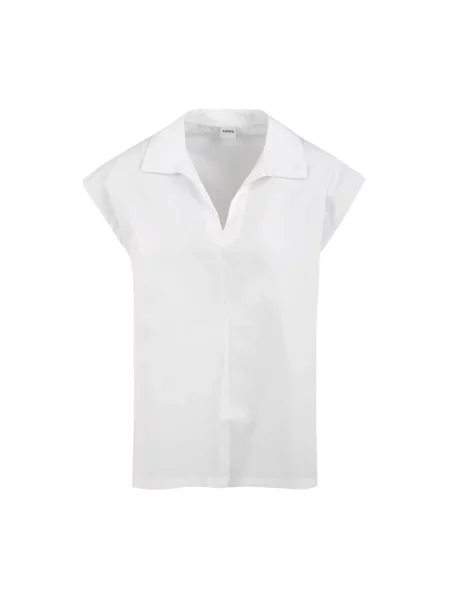 Lniana bluzka Aspesi z dekoltem w serek biała