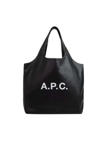 Torebka A.p.c. skórzana z nadrukiem czarna