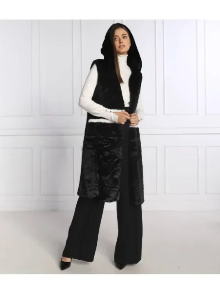 Silvian Heach futrzany vestă | longline fit negru