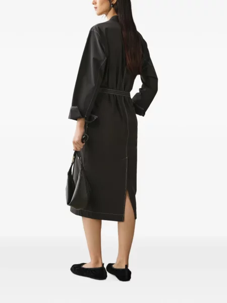 Cu centură lung rochie midi Less negru
