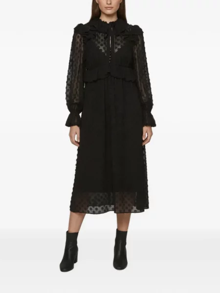 Rochie midi Zimmermann cu buline cu volane negru