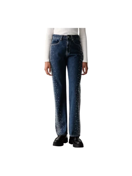 Jeansy straight leg Karl Lagerfeld niebieskie