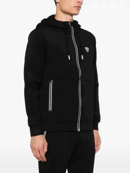 Суичър с качулка Ea7 Emporio Armani с автограф черно