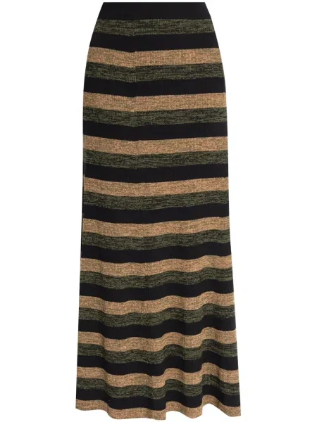 Fustă midi Ganni de lână până la genunchi negru