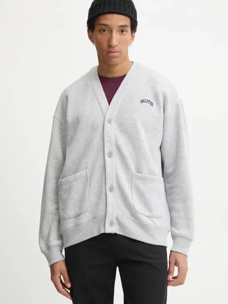Меланжов суитчър Hollister Co. с принт сиво