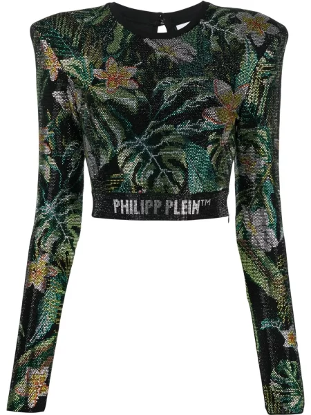Top Philipp Plein de cristal lung negru