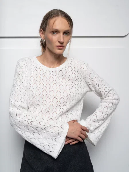 Лонгслів VMMA молочний бавовна/поліестер