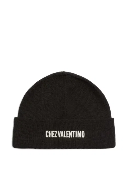 Căciulă Valentino Garavani cu broderie negru