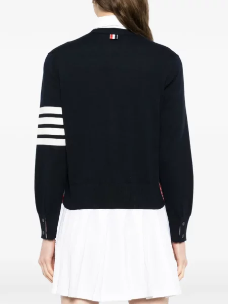 Cardigan Thom Browne cu decolteu în V tenis albastru