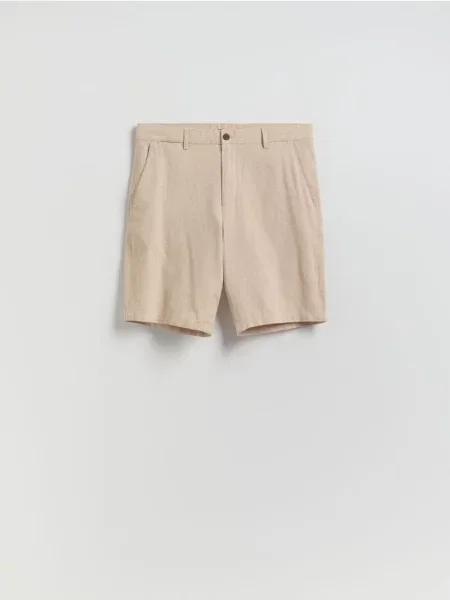 Reserved Pantaloni scurți regular cu adaos de in bej
