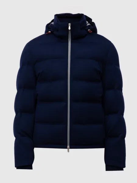 Пуховик з вовни кольору Brunello Cucinelli синього