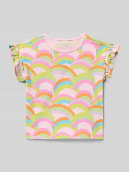 T-shirt o kroju regular fit z falbankami Blue Seven różowa