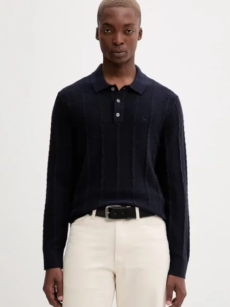 Pulover z dodatkom volne Abercrombie & Fitch mornarsko modra