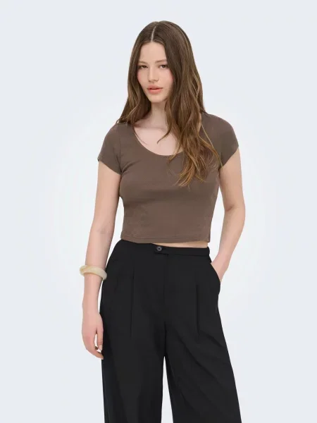 ONLY Tricou ONLMADISON ciocolatiu