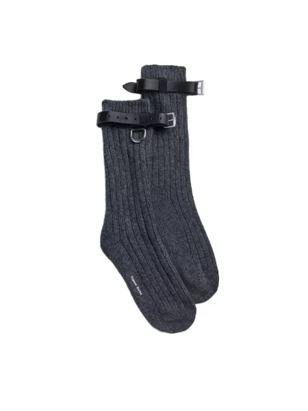 Șosete Simone Rocha din piele cu bretele gri
