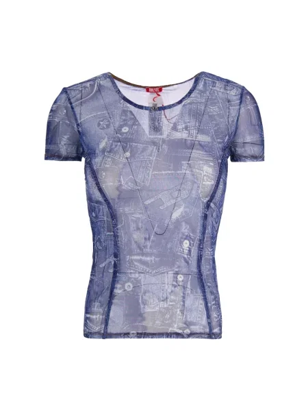 Koszulka Diesel z nadrukiem niebieska